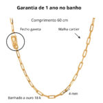 Corrente masculina Cartier 4mm fecho gaveta banhada a ouro 18K - Imagem 3