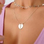 Colar de prata 925 metades coração 45 cm - Imagem 2