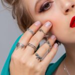 Anel de prata 925 falange flores envelhecidas - Imagem 2