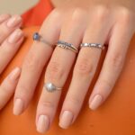 Anel de prata 925 aro duplo love azul escuro - Imagem 3