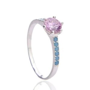 Anel de Prata Solitário Rosa Bebê