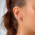 Brinco de Prata Ear Cuff com Zircônias Coloridas
