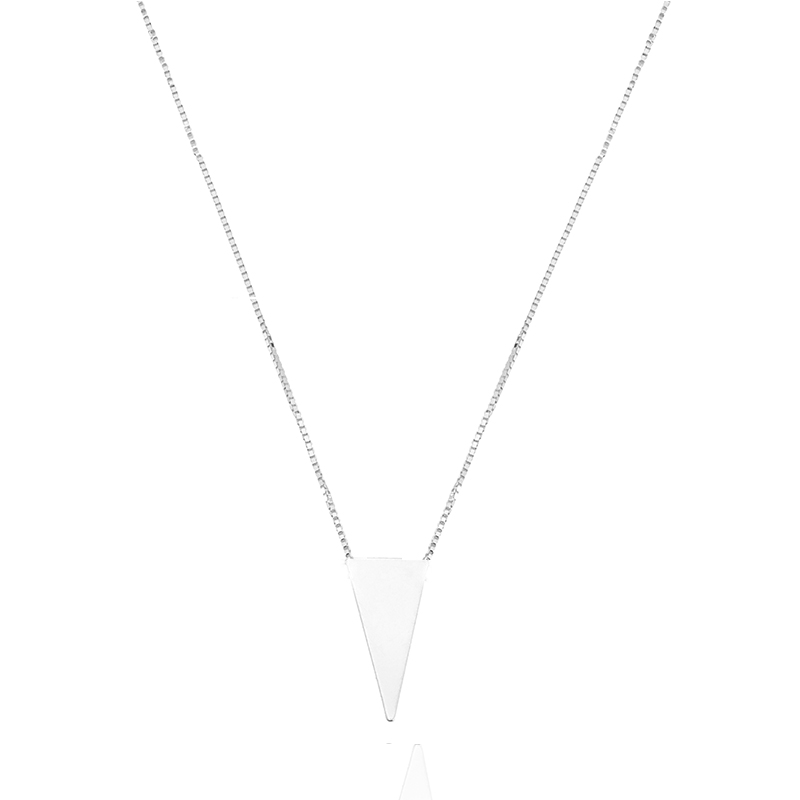 Colar-de-prata-triangulo-chapado Colar Prata 925 com Triângulo Liso Chapado