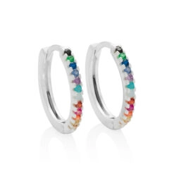 Brinco Prata 925 Argola Cravejada Colorida