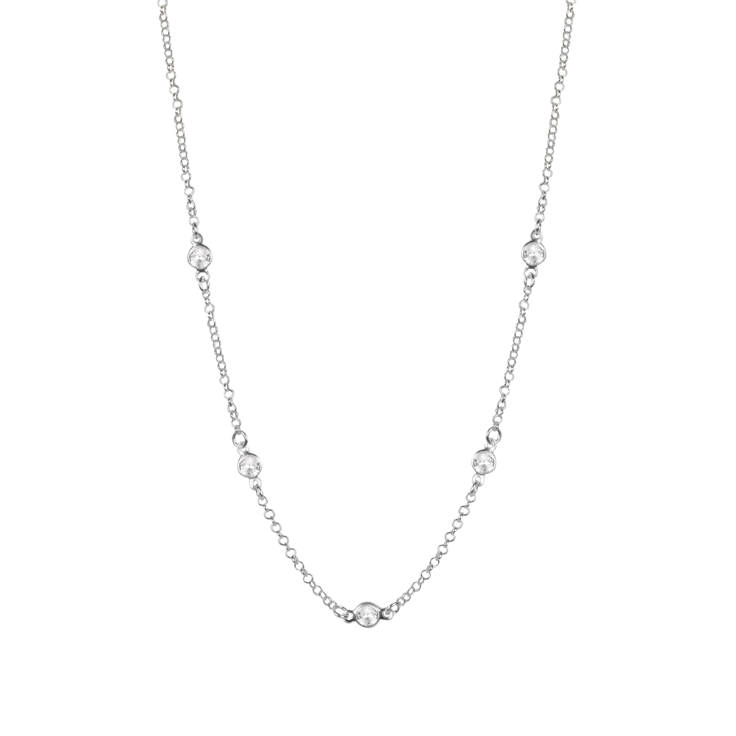 Colar de prata 925 tiffany zircônias branca 45 cm Colar Tiffany Zircônias Branca