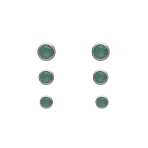 Trio de Brincos Zircônia Azul Leitoso