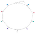 Tornozeleira de Prata Colorida