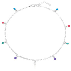 Tornozeleira de Prata Colorida