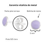 Brinco de prata 925 pequeno redondo lilás claro 5 mm - Imagem 3