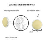 Brinco de prata 925 pequeno redondo amarelo claro 5 mm - Imagem 3