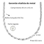 Corrente de prata 925 trançada 3 fios - vários tamanhos - Imagem 3