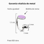 Piercing de pressão em prata lilás com bolinha 1,1 cm - Imagem 3