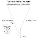 Colar de prata 925 veneziana com triângulo liso chapado 50 cm - Imagem 3
