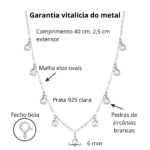 Choker de prata 925 com zircônias penduradas 40 cm - Imagem 4