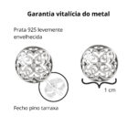 Brinco de prata 925  redondo pequeno mandala vazada 1,0cm - Imagem 3