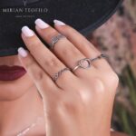 Anel de prata 925 falange flores envelhecidas - Imagem 3