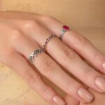 Anel de prata 925 zircônia rubi gota - Imagem 4