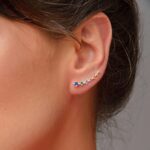 Brinco de Prata Ear Cuff com Zircônias Coloridas