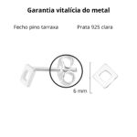 Brinco de prata 925 quadrado vazado P 6 mm - Imagem 3