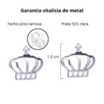 Brinco de prata 925 coroa vazada lisa 1,5 cm - Imagem 3