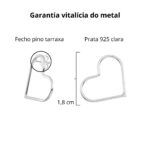 Brinco de prata 925 coração vazado liso médio 1,8 cm - Imagem 3