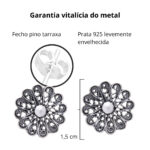 Brinco de prata 925 flor vazada envelhecida 1,5 cm - Imagem 3