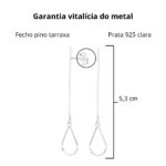 Brinco de prata 925 fio gota vazada 5,3 cm - Imagem 4