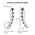 Brinco de prata 925 ear cuff com zircônias coloridas 2,3 cm - Imagem 4