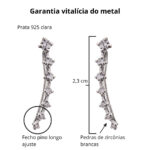 Brinco de prata 925 ear cuff com zircônias brancas 2,3 cm - Imagem 4