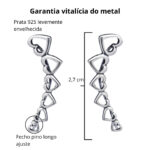 Brinco de prata 925 ear cuff corações vazados 2,7 cm - Imagem 3