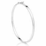 Bracelete de prata 925 oval liso fio quadrado médio 3 mm com fecho trava