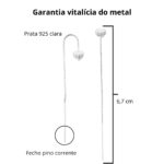 Brinco de prata 925 corrente com coração liso 6,7 cm - Imagem 4