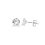 Brinco de prata 925 zircônia redonda 5 mm