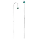 Brinco de prata 925 corrente com zircônia turmalina paraíba 8,4 cm