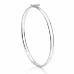 Bracelete de prata 925 oval liso fio meia cana médio 4 mm com fecho trava