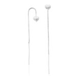 Brinco de prata 925 corrente com coração liso 6,7 cm