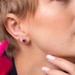 Brinco de prata 925 zircônia redonda rubi 8,0 mm - Imagem 2