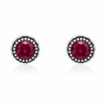 Brinco de prata 925 zircônia redonda rubi 8,0 mm