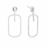 Brinco de Prata Retangular Zircônias