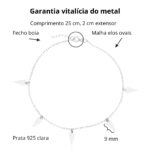 Tornozeleira de prata 925 pingentes triângulos lisos - Imagem 2
