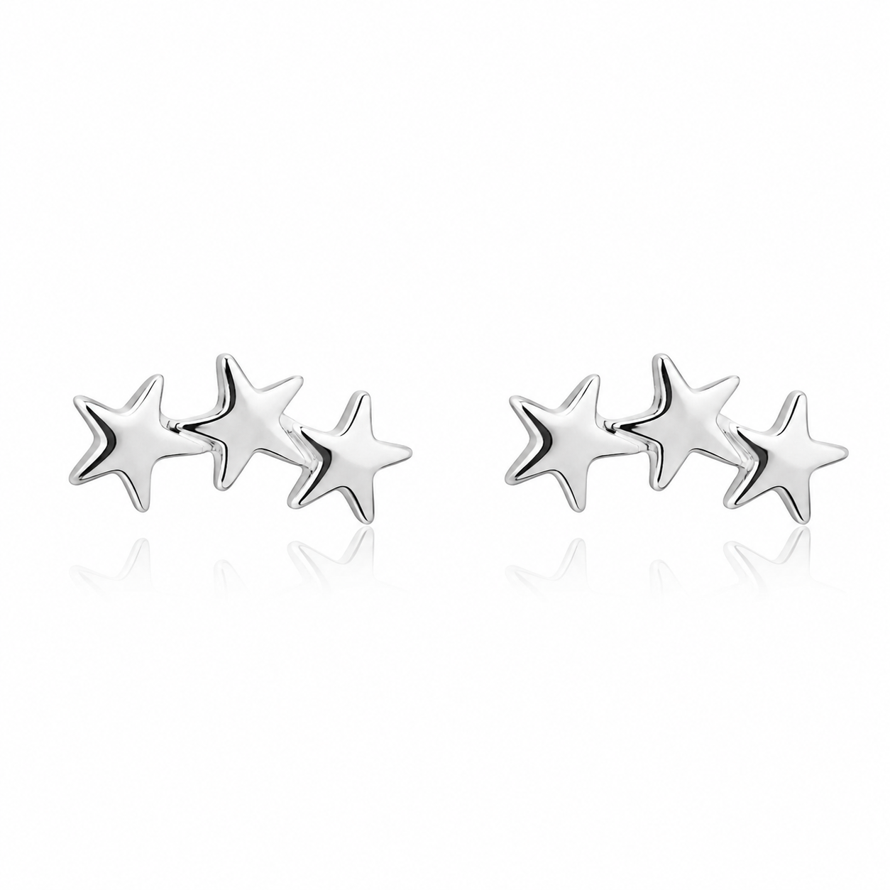 4008-Brinco-prata-925-pequeno-três-estrelas-ligadas-1,1cm Brinco de prata 925 pequeno três estrelas ligadas 1,1 cm - Imagem 1