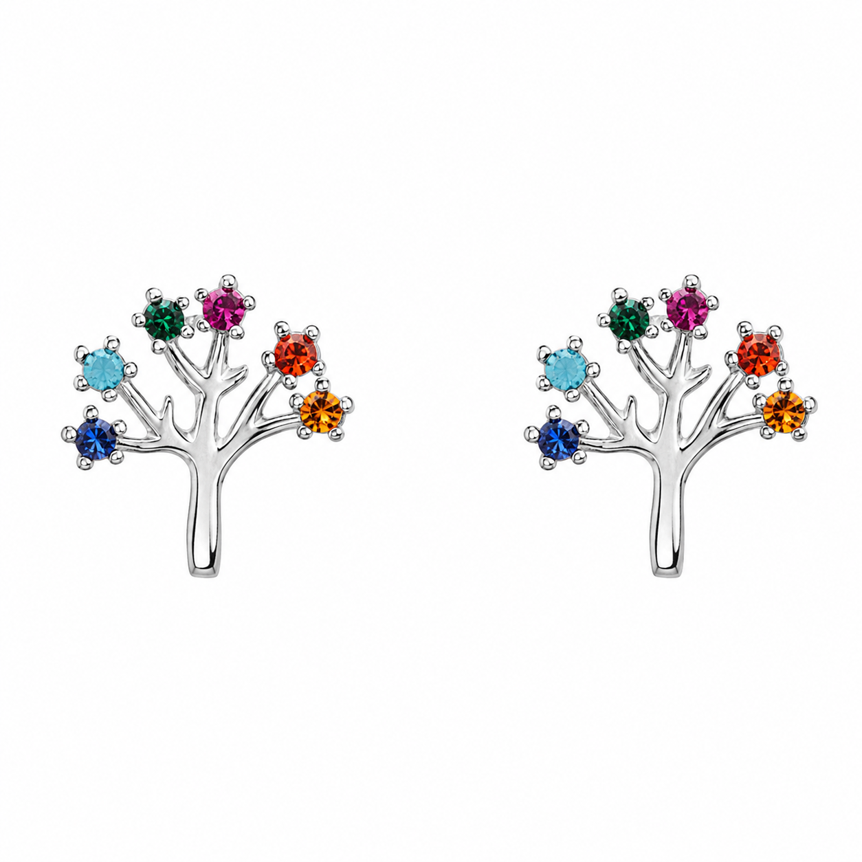 4024-Brinco-prata-925-árvore-vida-zircônias-coloridas-pequeno-1cm Brinco de prata 925 árvore da vida com zircônias coloridas pequeno 1 cm - Imagem 1