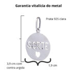 Pingente de prata 925 redondo sorte - Imagem 2