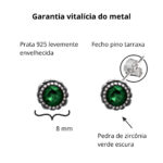 Brinco de prata 925 zircônia redonda verde 8,0 mm - Imagem 2