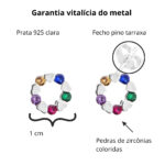 Brinco de prata 925 redondo com corações e zircônias coloridas 1 cm - Imagem 3