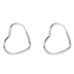 Brinco de Prata Argola Coração Vazado 2 cm