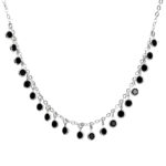 Choker Zircônias Preta em Prata
