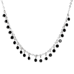 Choker Zircônias Preta em Prata