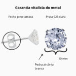 Brinco de prata 925 zircônia redonda 10 mm - Imagem 3