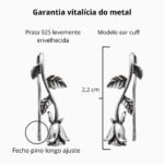 Brinco de prata 925 ear cuff rosa envelhecida 2,2 cm - Imagem 4